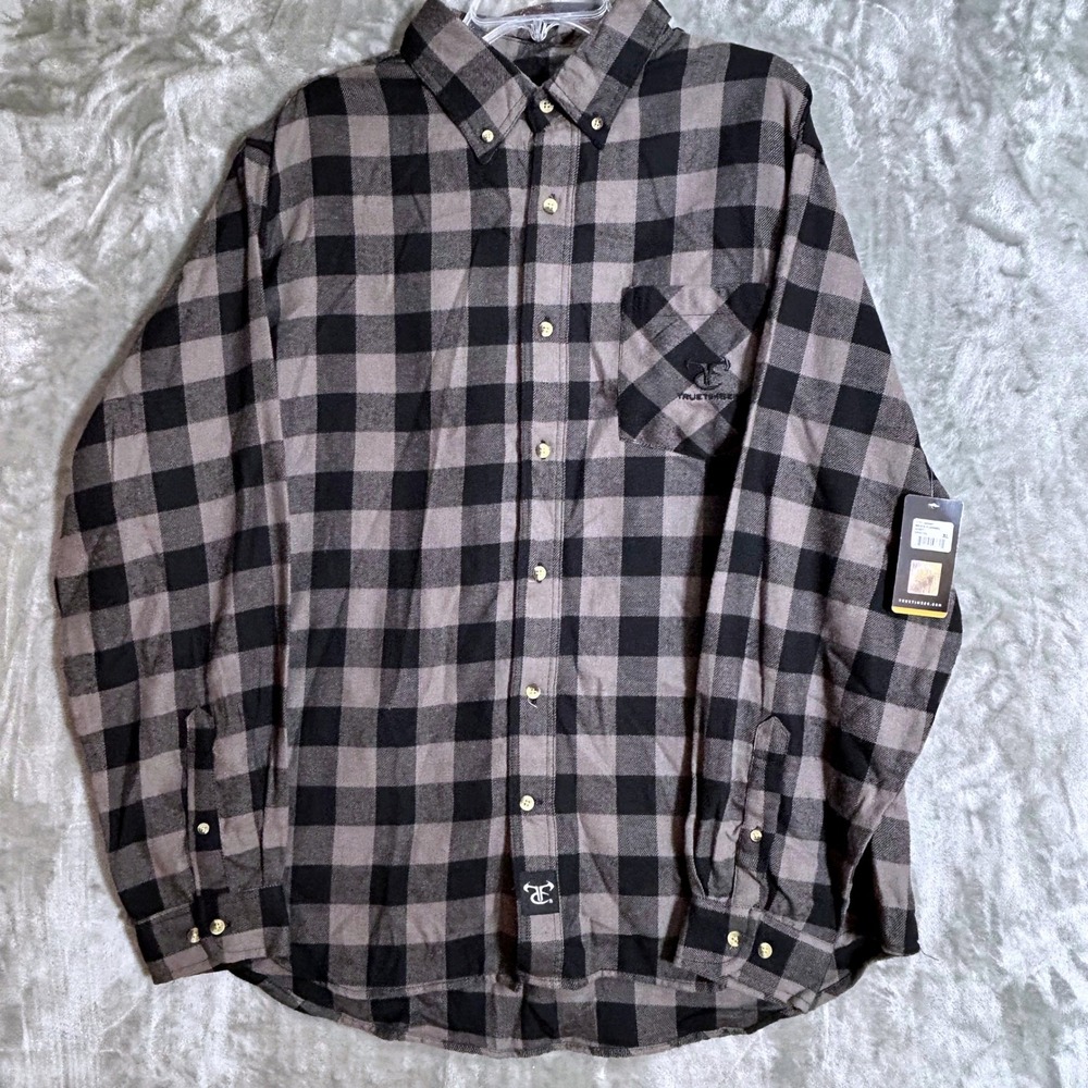 TrueTimber Mens Flannel Shirt XL Gravel Gray Black Buffalo Plaid TTFL-A0001 NWT